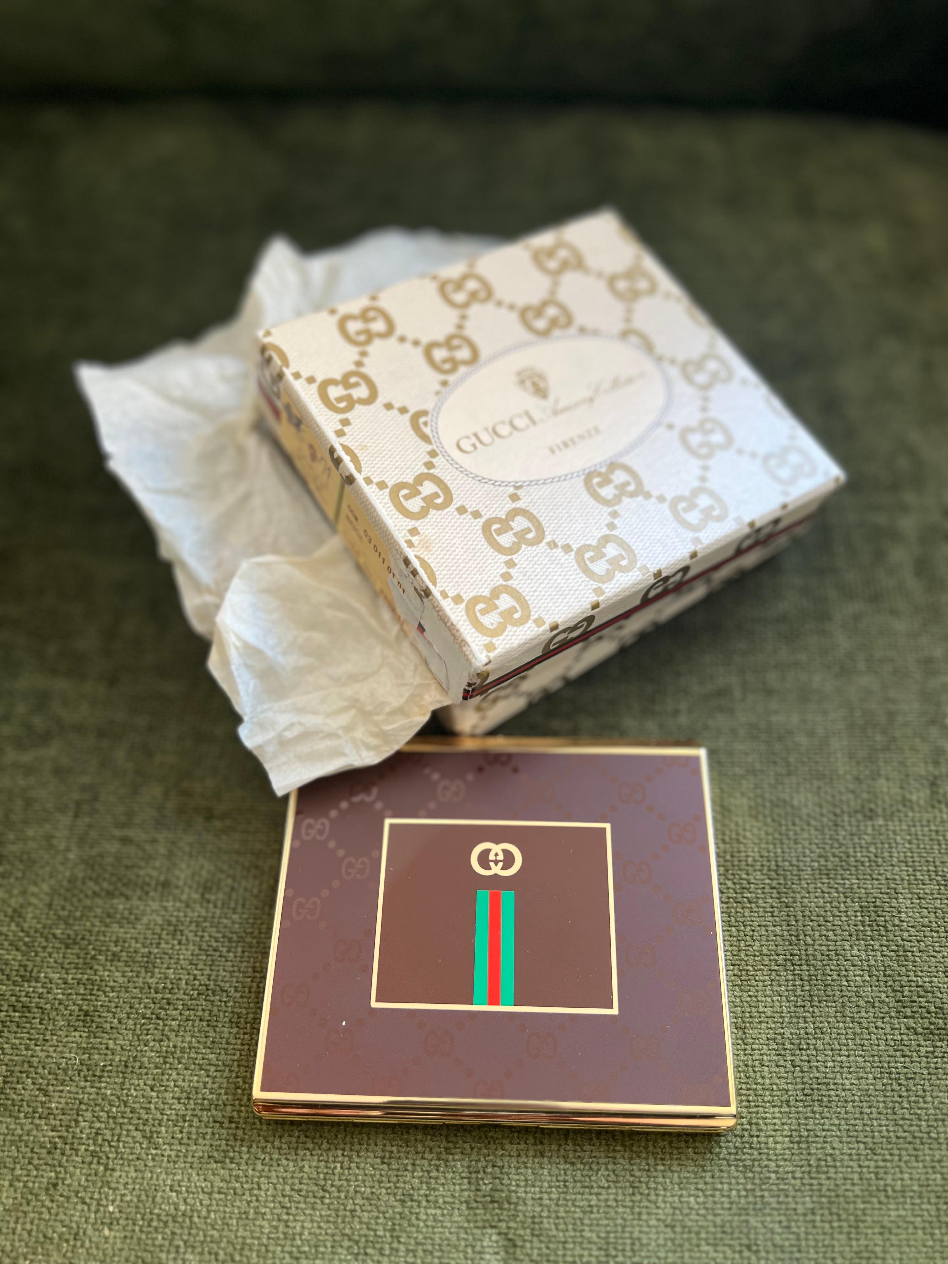 Women's or Men's Vintage “Gucci” Chic Retro Cigarette Case, Circa 1980s Original Gucci Box Case
