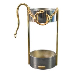 Vintage Gucci Chrome and Brass Wine Bottle Holder