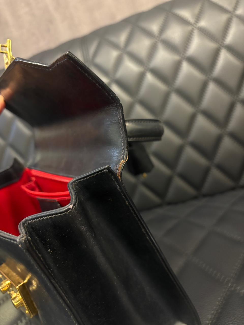 Vintage Gucci Black Small Lady Lock Top Handle Bag en vente 11