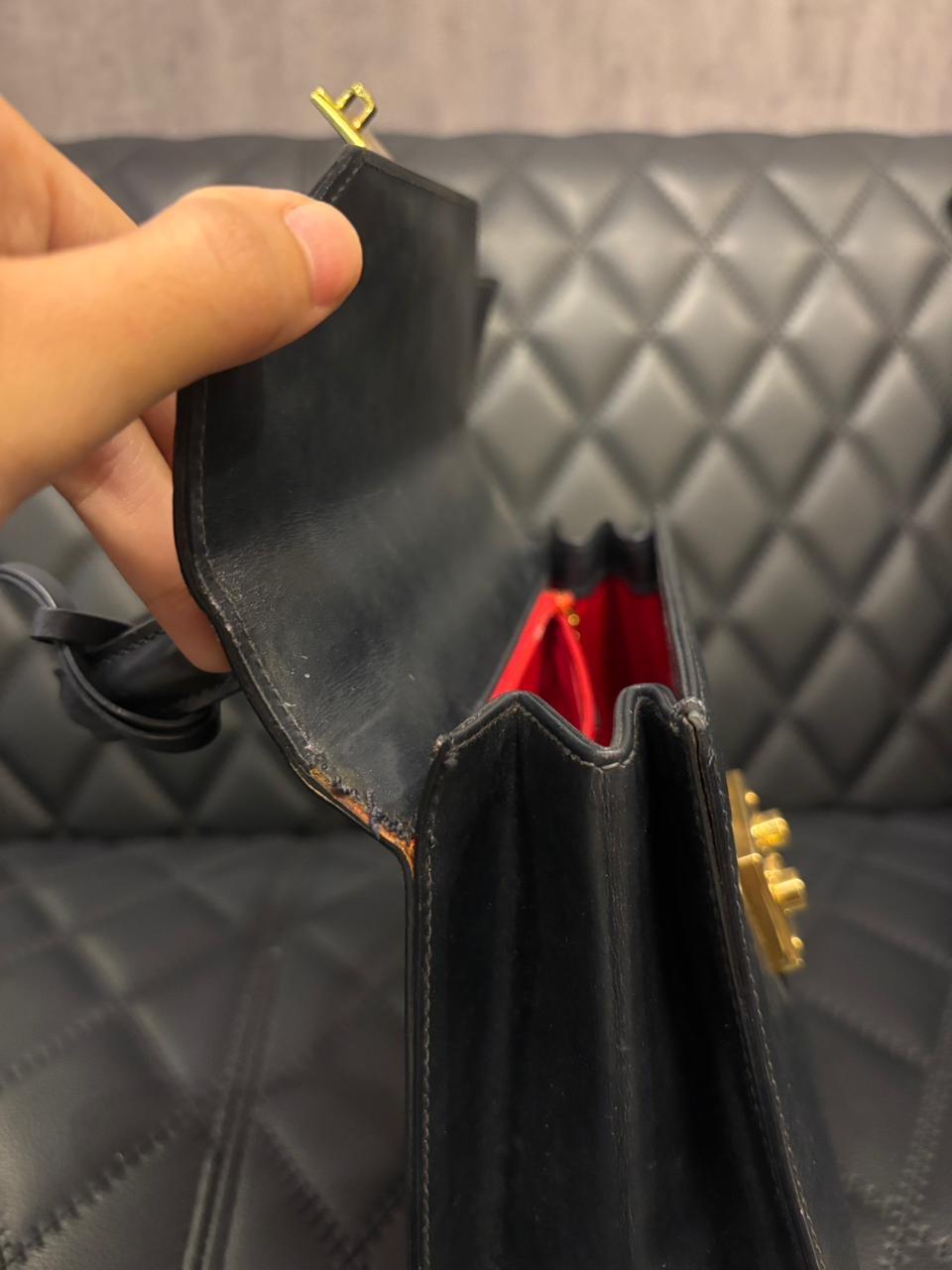 Vintage Gucci Black Small Lady Lock Top Handle Bag en vente 12