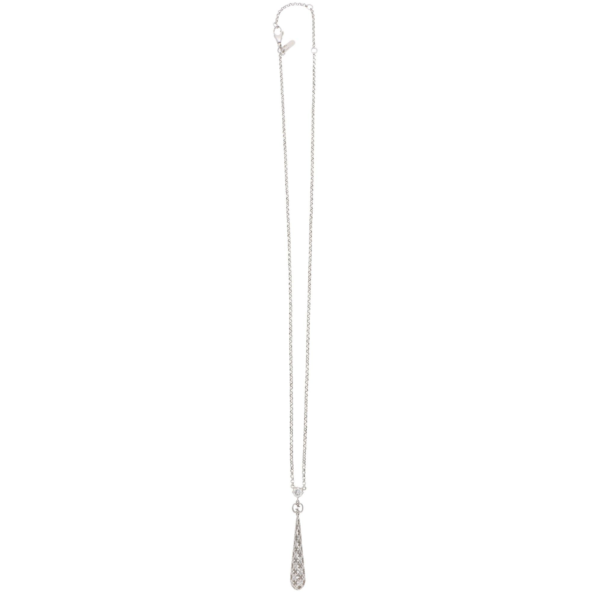 Moderno Vintage Gucci Diamantissima Collana con pendente di diamanti in oro bianco in vendita