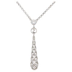 Collar Colgante Vintage Gucci Diamantissima con Gota de Diamantes en Oro Blanco