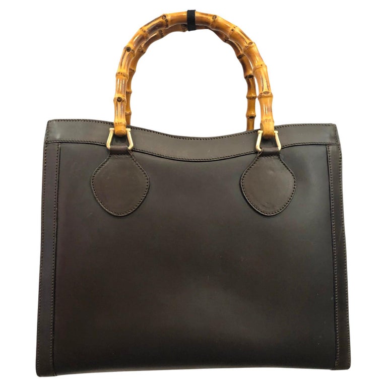 Vintage GUCCI Black Exotic Leather Bamboo Top Handle Handbag For Sale at  1stDibs
