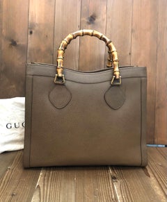 Vintage GUCCI Diana Tote Bamboo Tote Bag Leather Brown/Green (Medium)