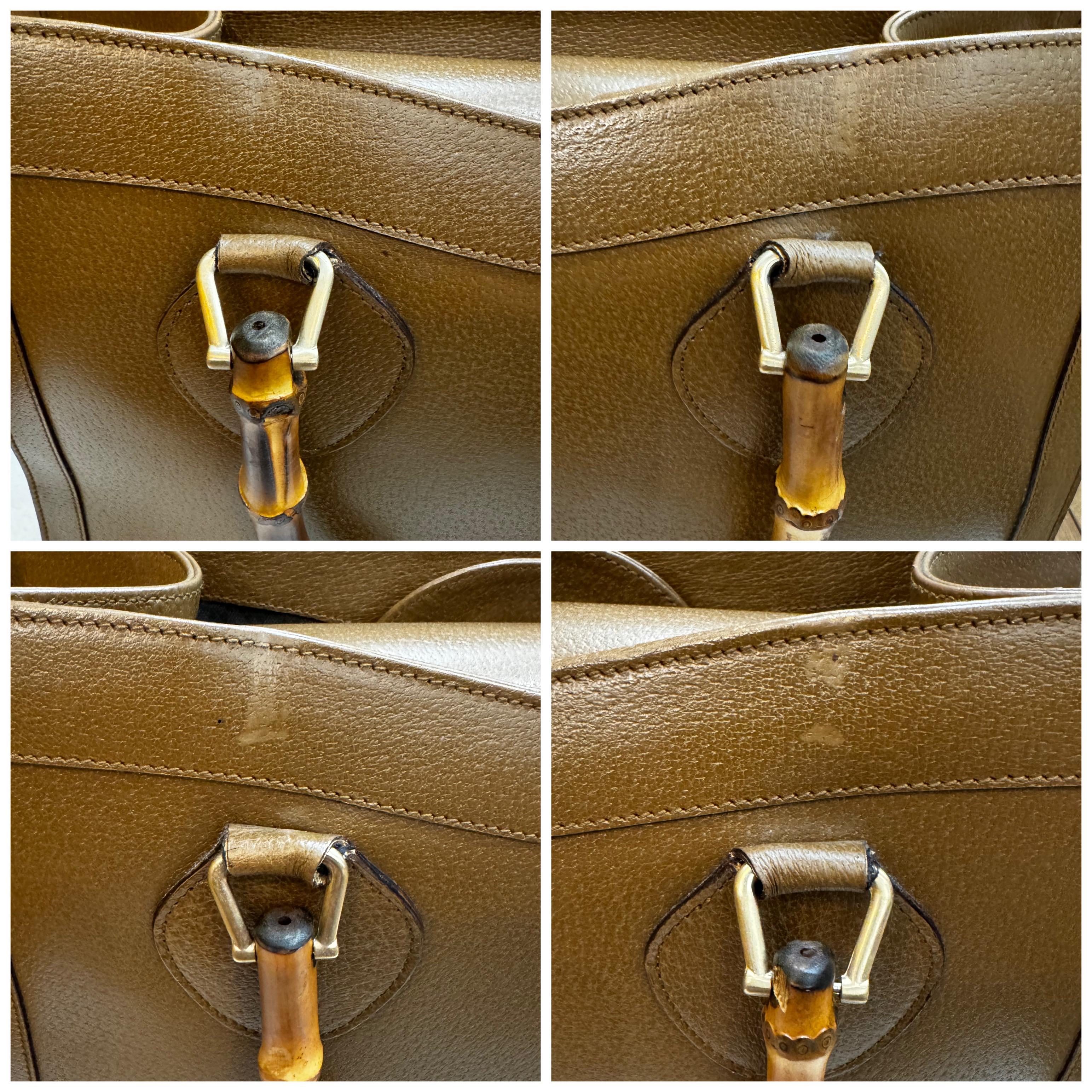 1990s Vintage GUCCI Diana Tote Bamboo Tote Bag Leather Brown (Medium) 5