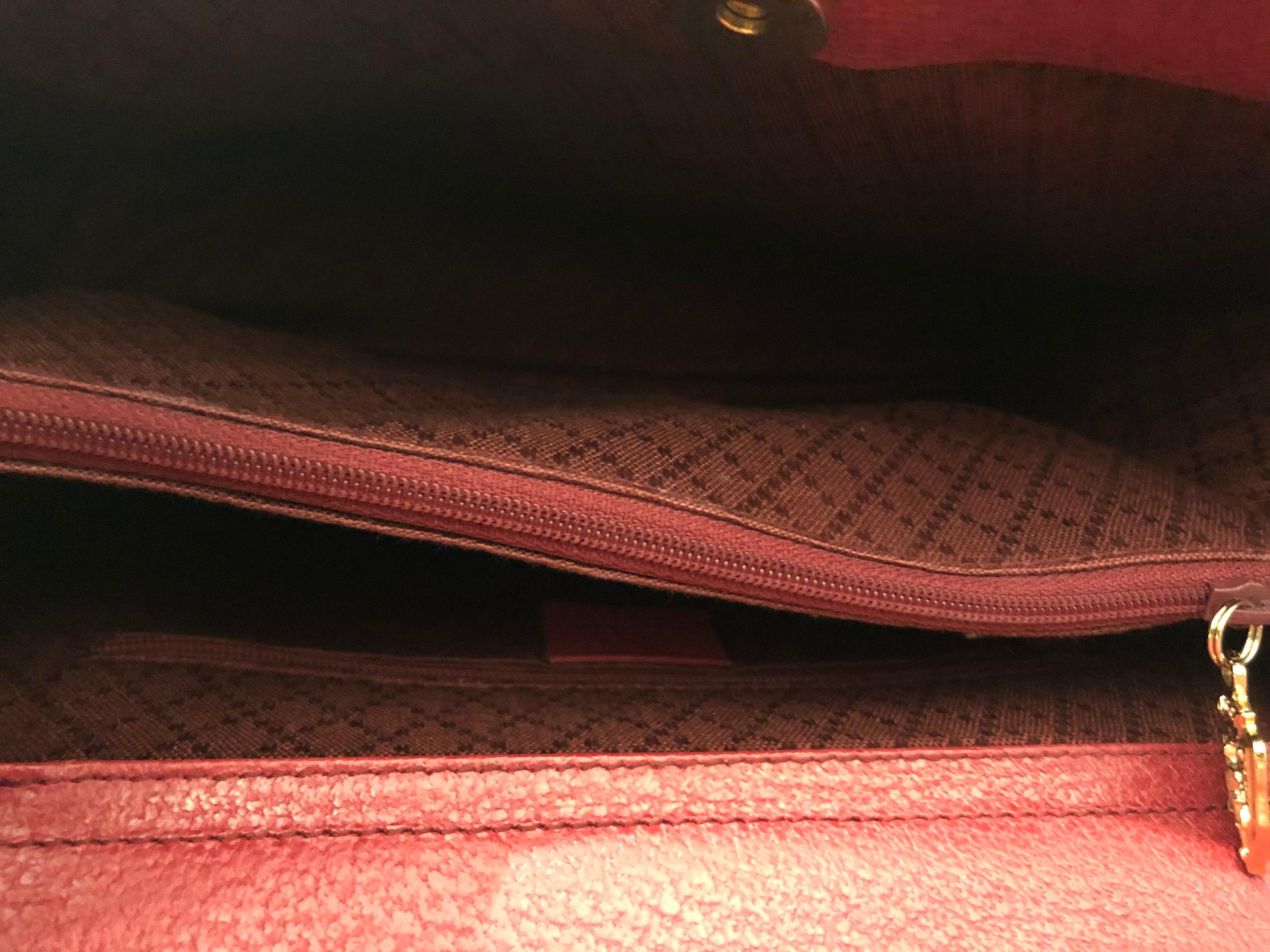 GUCCI Diana - Sac fourre-tout en cuir et bambou rose foncé/rouge (métal) en vente 6