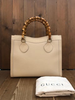 Vintage GUCCI Diana Tote Bamboo Tote Bag Leather Ivory (Medium)
