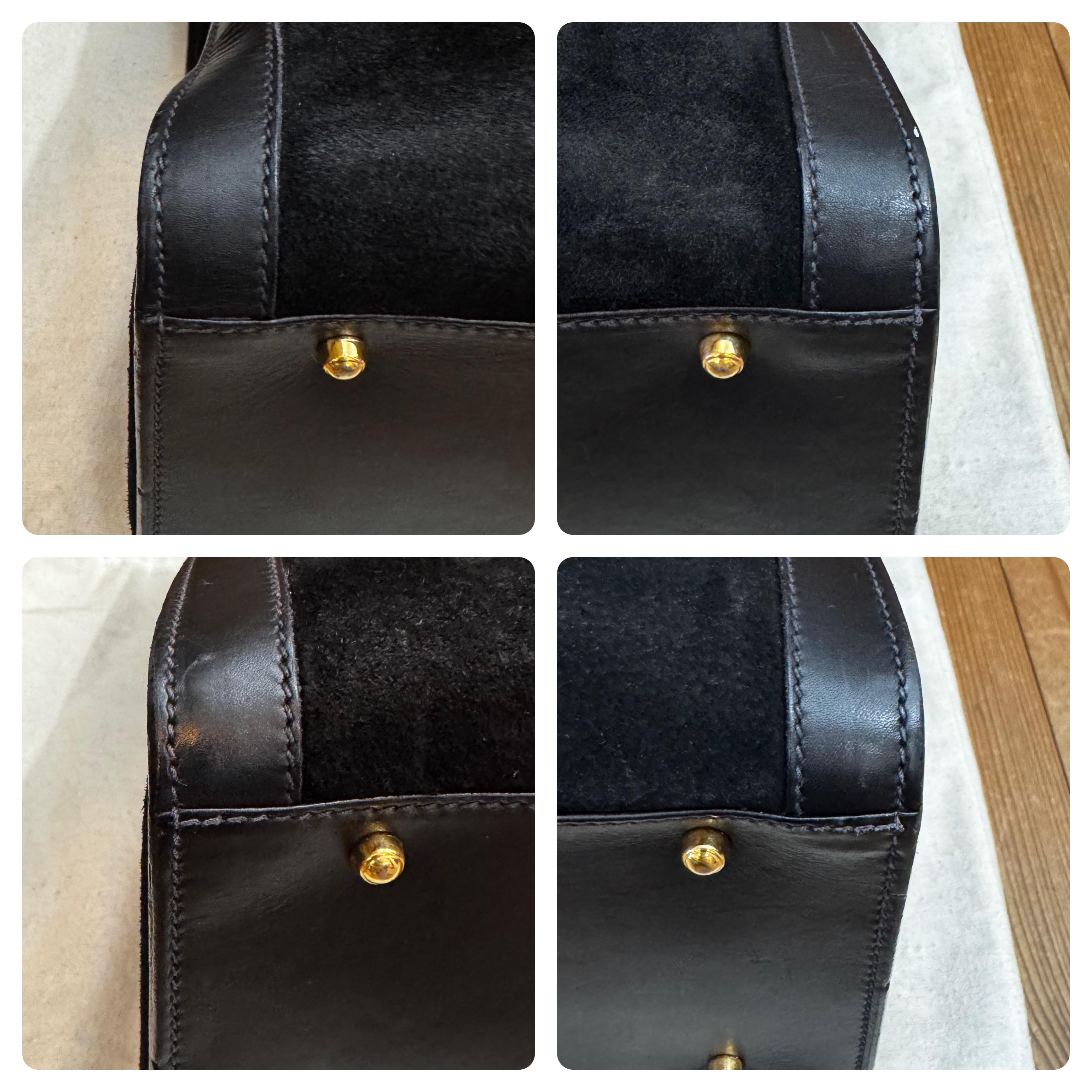 Vintage GUCCI Diana Tote Bamboo Tote Bag Nubuck Black Single Compartment 3