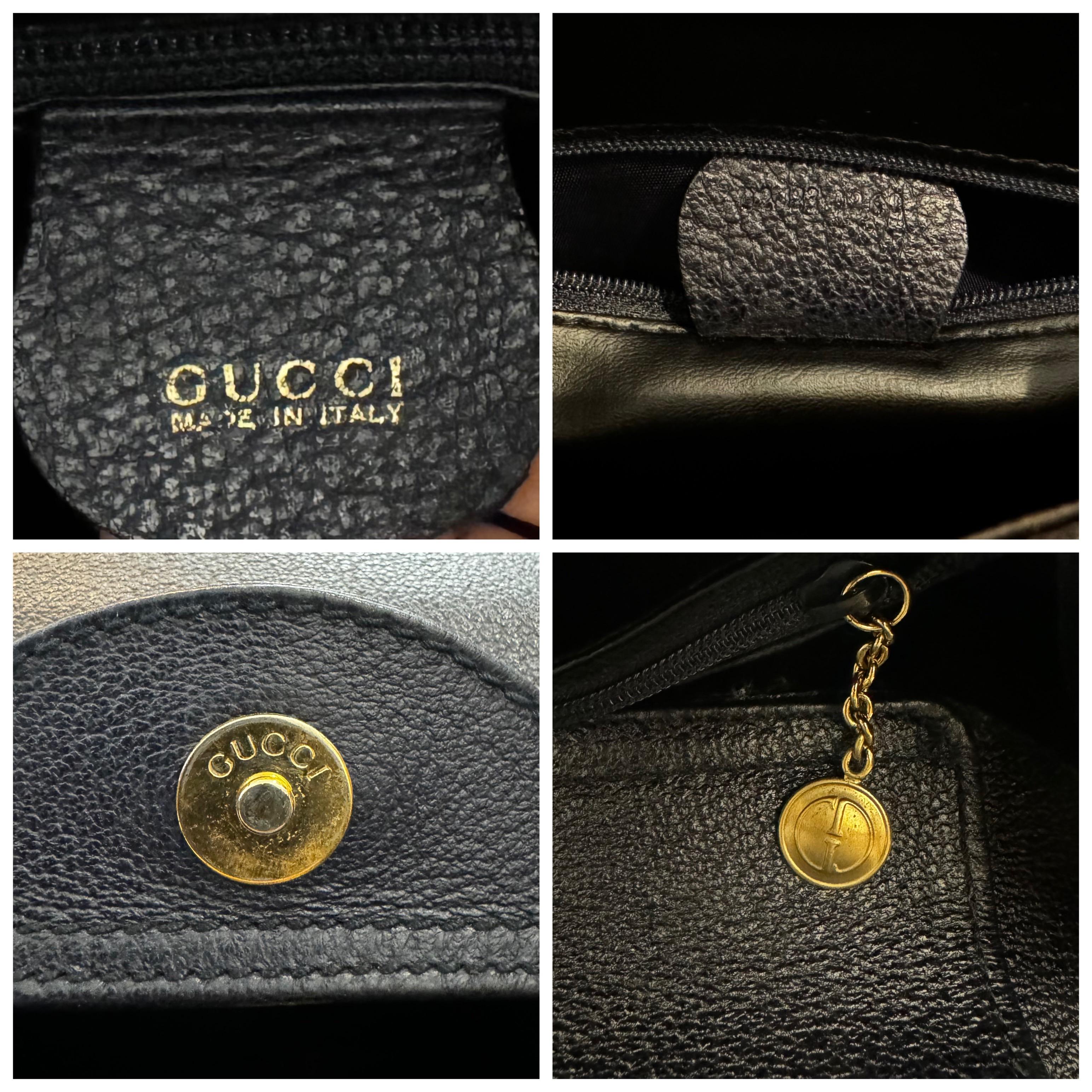 Vintage GUCCI Diana Tote Bamboo Tote Bag Nubuck Leather Navy (Medium) For Sale 5