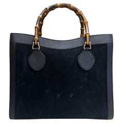 Used GUCCI Diana Tote Bamboo Tote Bag Nubuck Leather Navy (Medium)