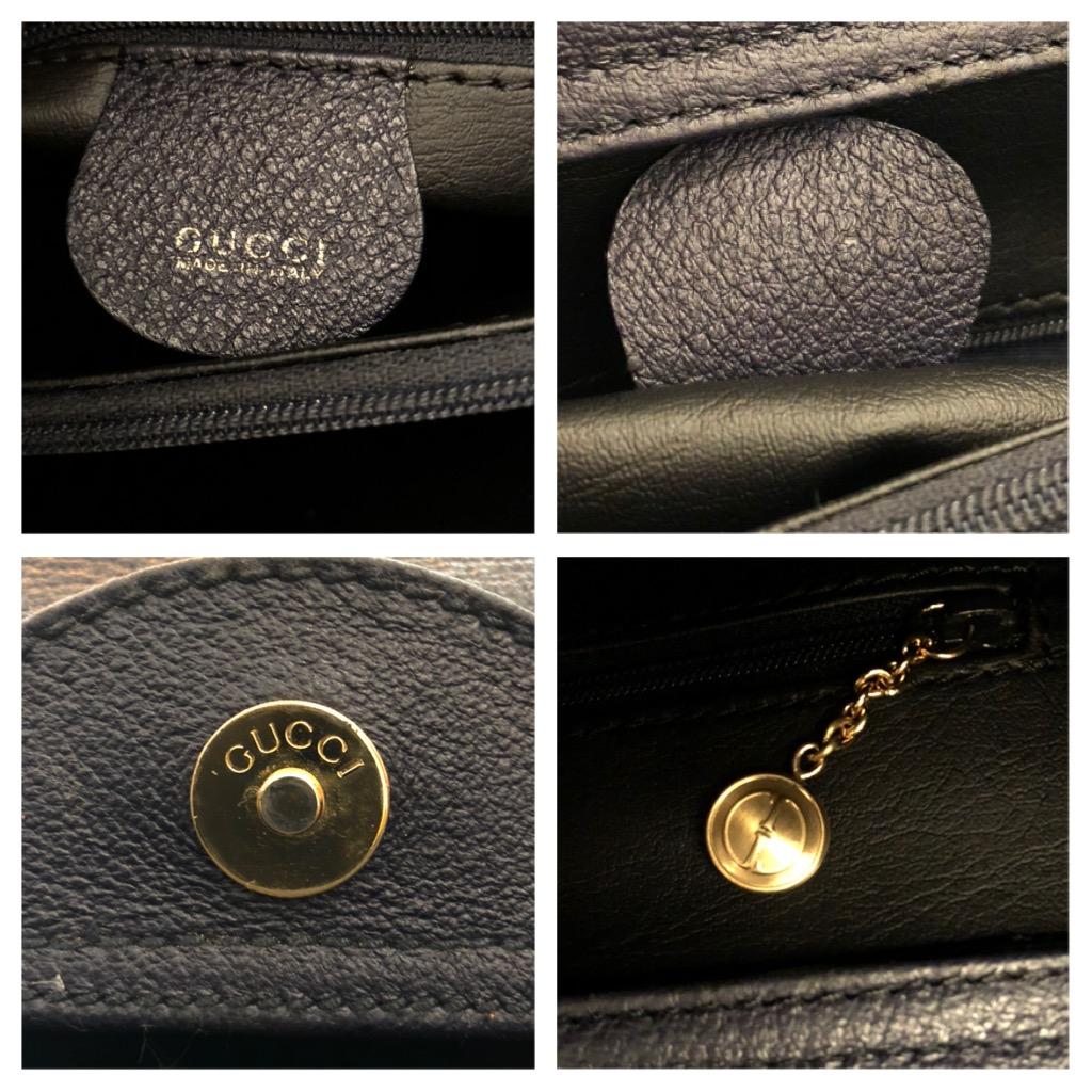 Vintage GUCCI Diana Tote Bamboo Tote Bag Nubuck Leather Navy (Medium) 6
