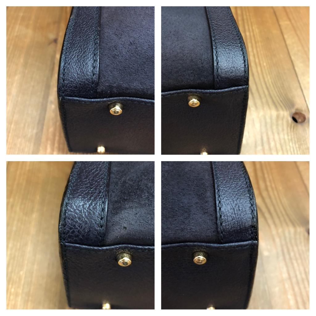 Women's or Men's Vintage GUCCI Diana Tote Bamboo Tote Bag Nubuck Leather Navy (Medium)