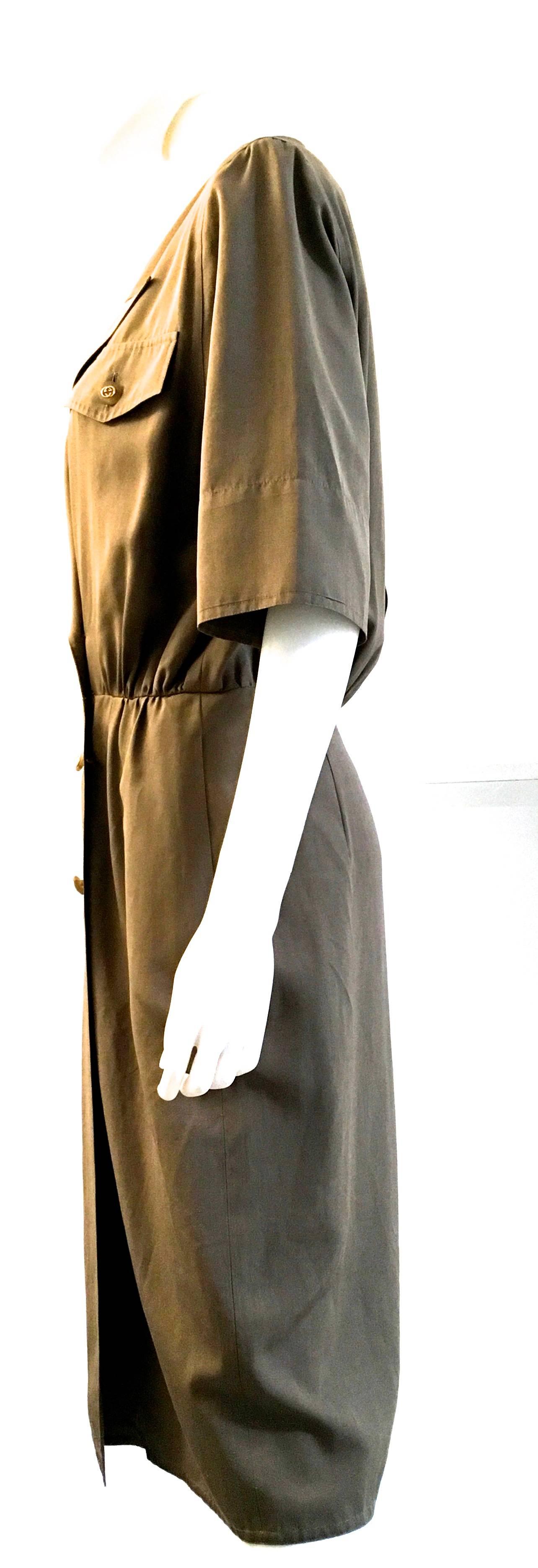 Black Gucci Vintage military beige taupe light brown Dress  For Sale