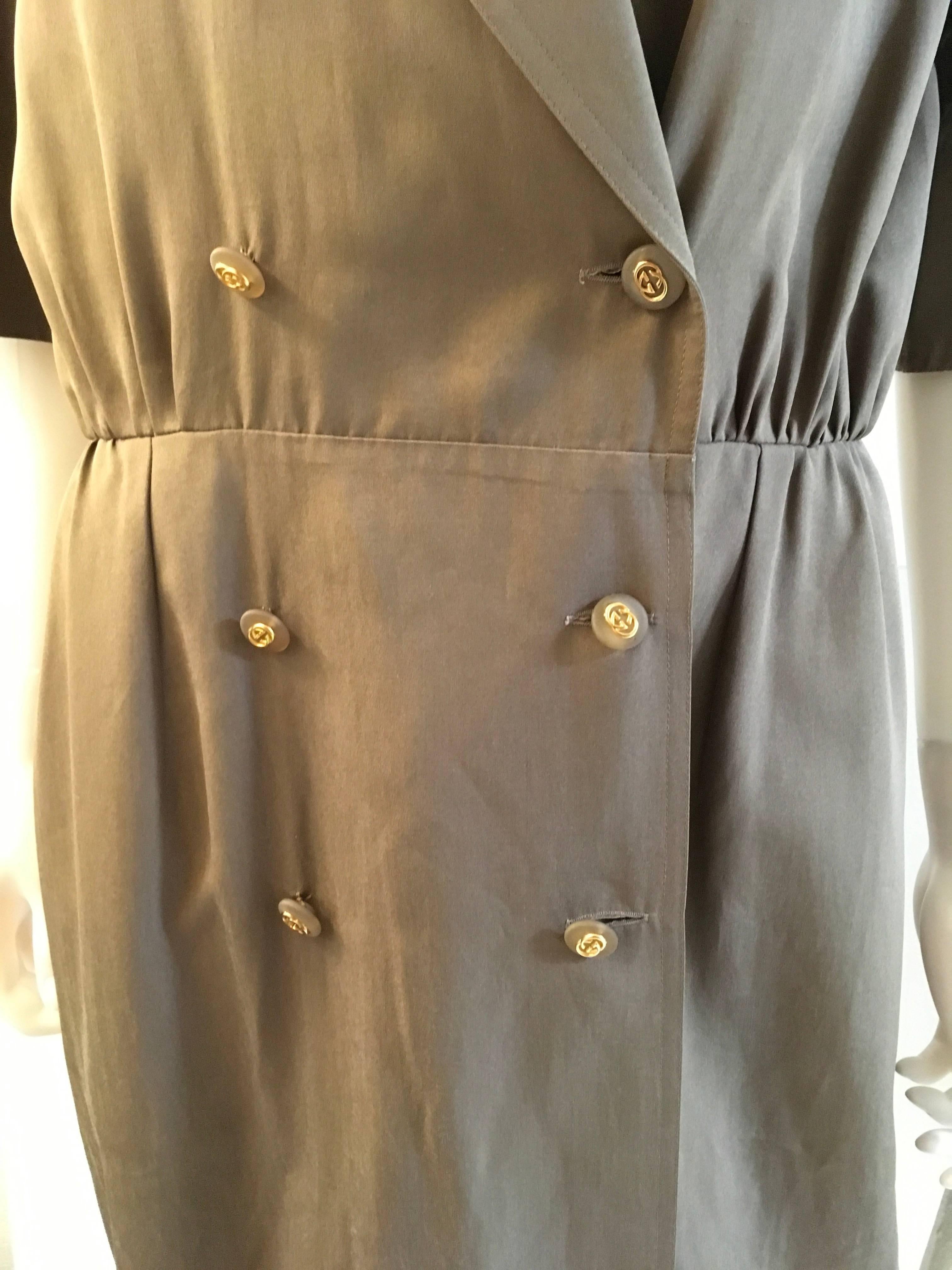 Women's Gucci Vintage military beige taupe light brown Dress  For Sale