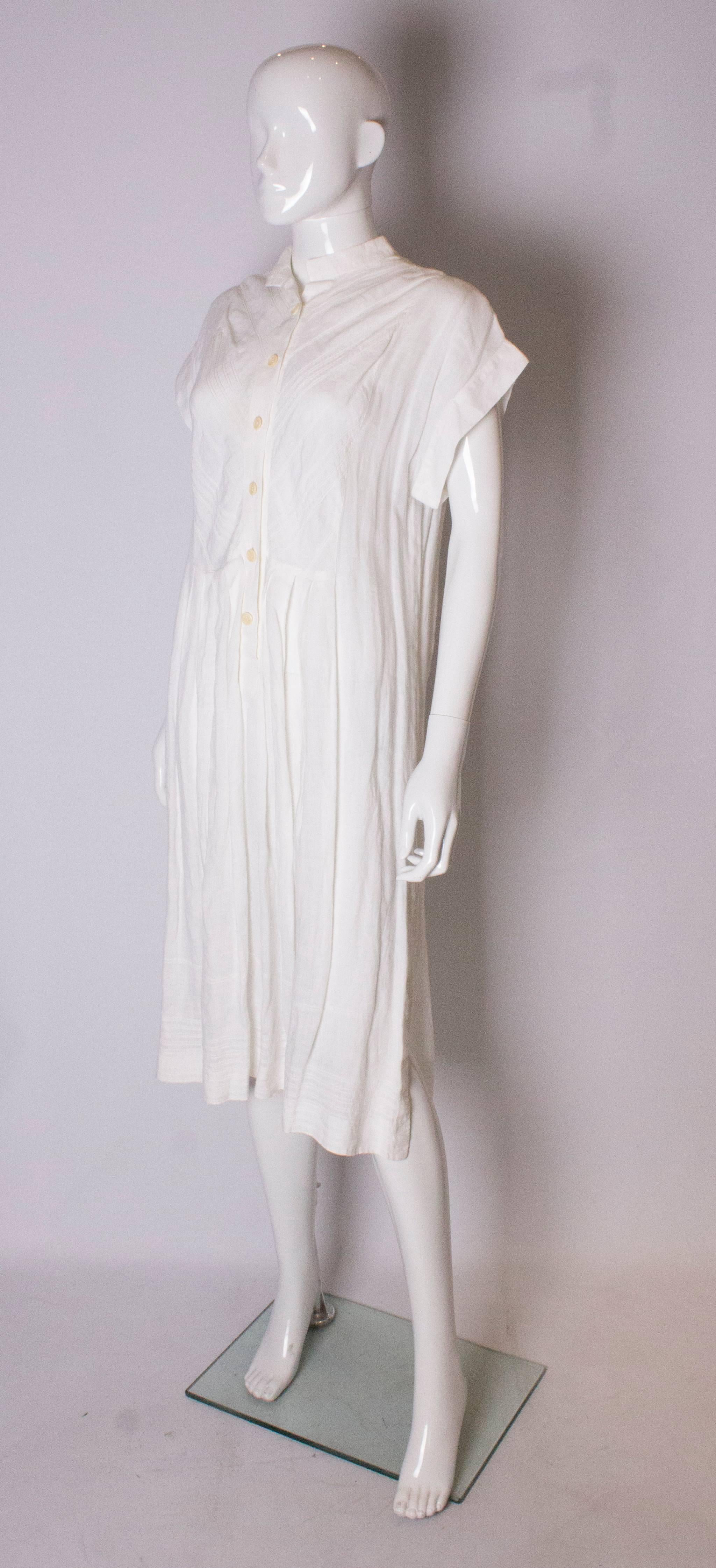 Gray A Vintage 1980s white linen button front day summer dress by Gucci 