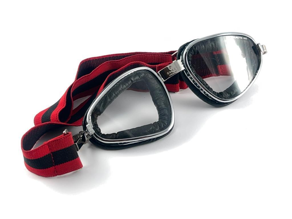 Lunettes de soleil vintage Gucci Driving Goggles argentées des années 2000 en vente 3