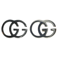 Vintage GUCCI Earrings. 18k White Gold Gucci Interlink Logo Studs