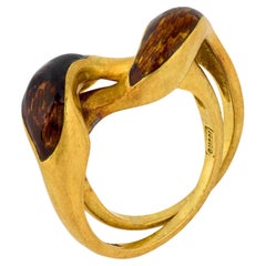 Vintage Gucci enamel 18k gold stackable ring set