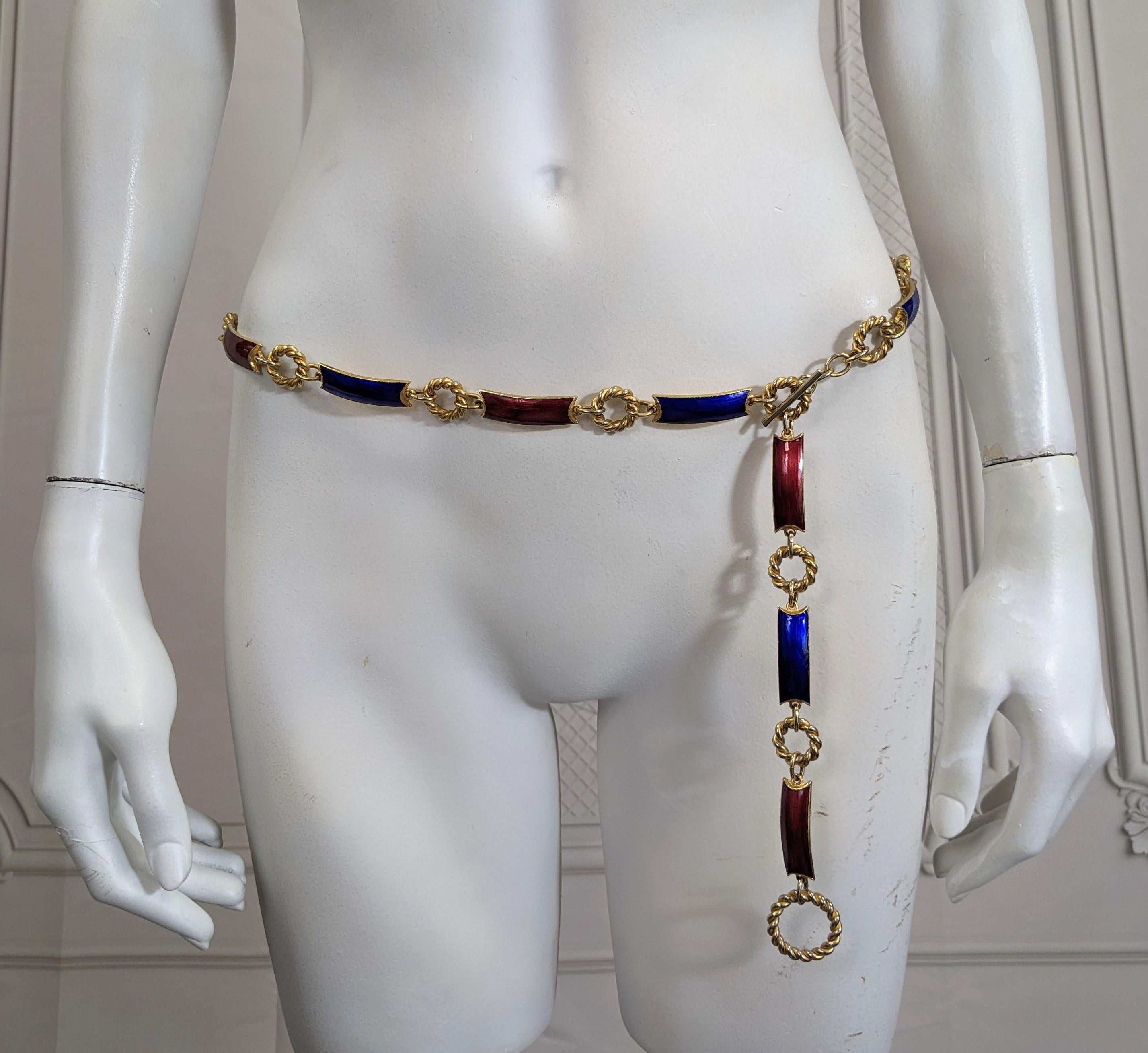 Women's or Men's Vintage Gucci Enamel Link Belt For Sale
