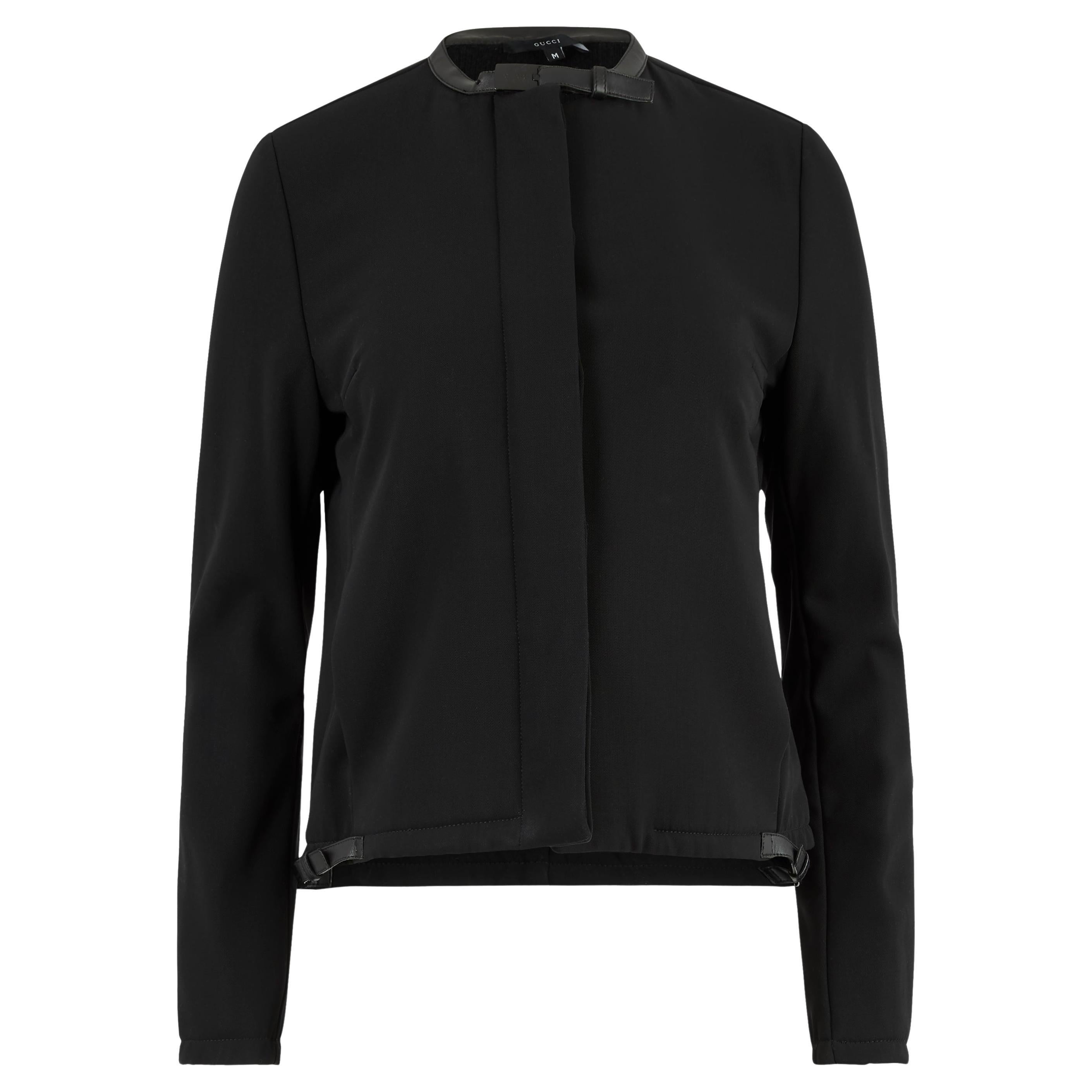 Vintage Gucci F/W 1999 Chaqueta de lana negra con hebilla