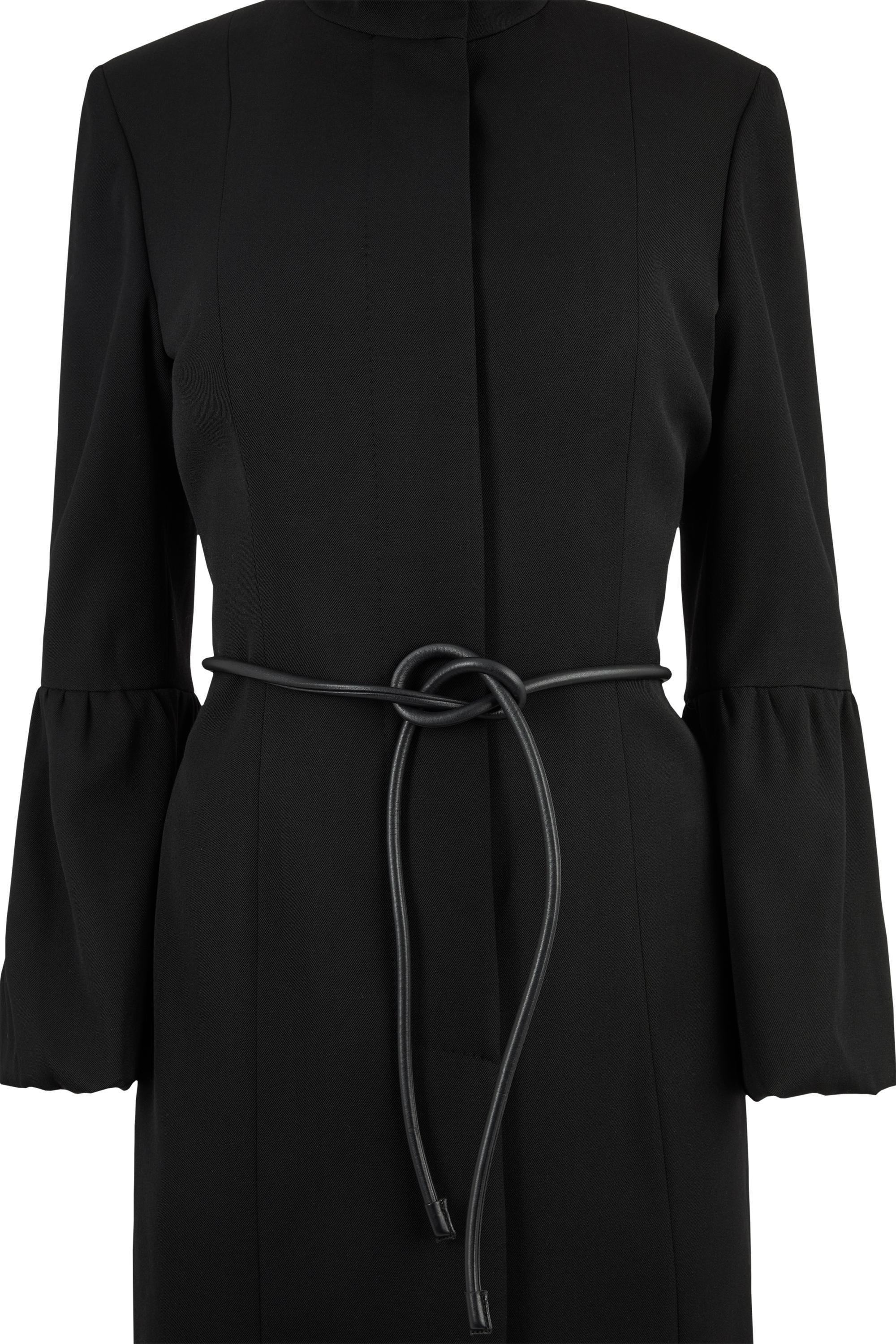 Vintage Gucci F/W 1999 Schwarzer Woll-Ledergürtel-Mantel im Zustand „Hervorragend“ im Angebot in London, GB