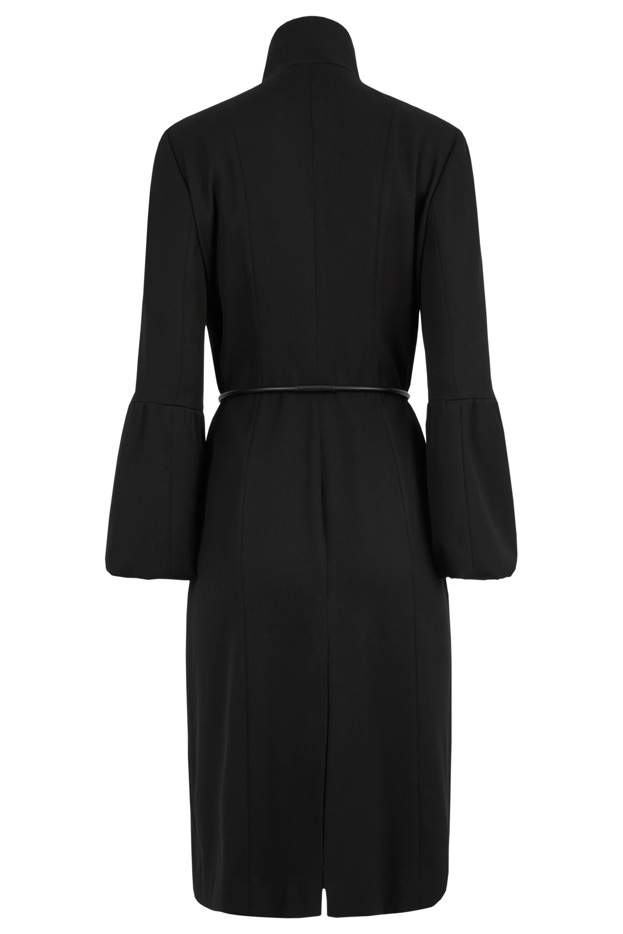 Vintage Gucci F/W 1999 Schwarzer Woll-Ledergürtel-Mantel für Damen oder Herren im Angebot