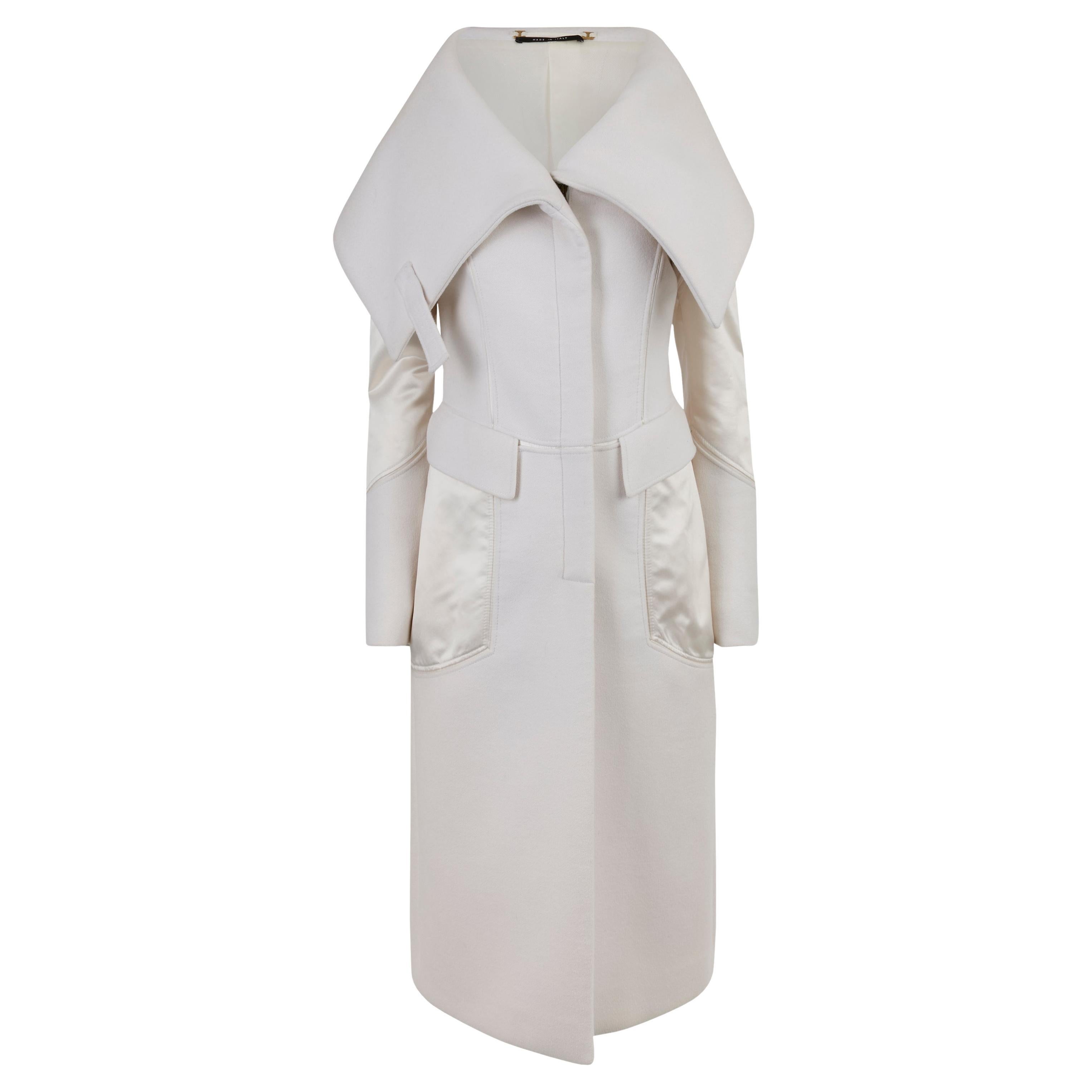 Vintage Gucci A/I 2003 Maxi cappotto bianco in angora e seta