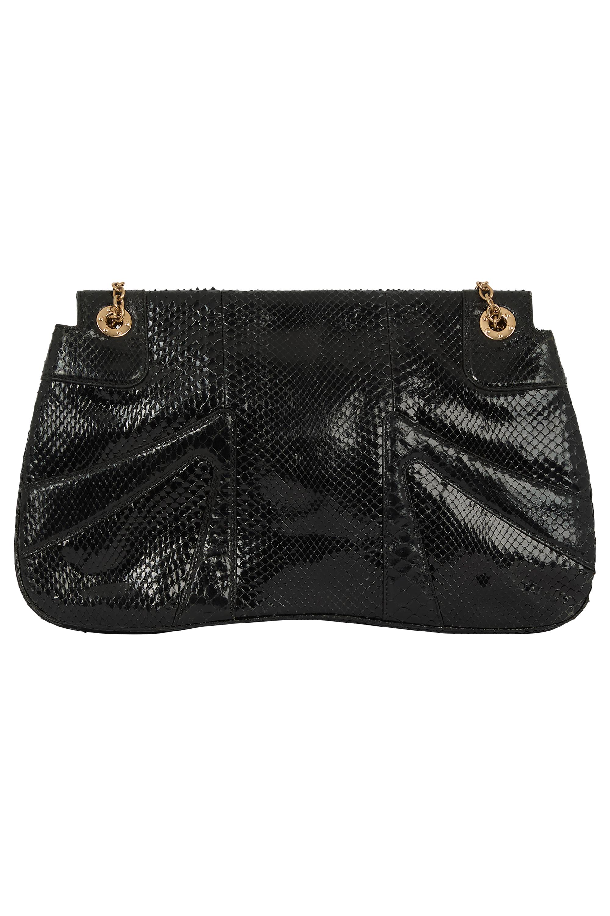 Vintage Gucci F&F Vintage 2004 Pochette en python irisé noir Unisexe en vente