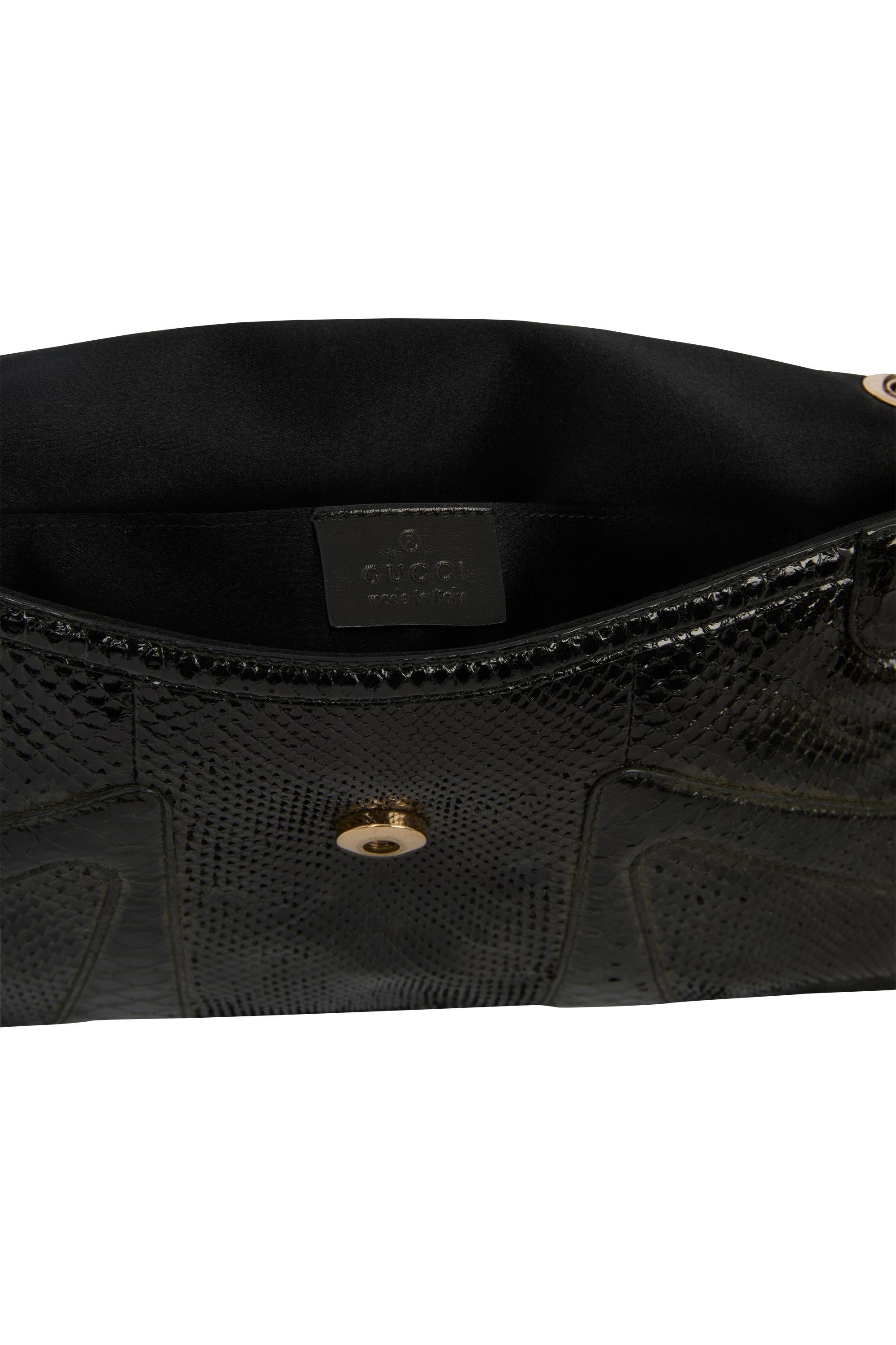 Vintage Gucci F&F Vintage 2004 Pochette en python irisé noir en vente 1