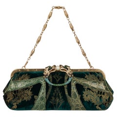 Vintage Gucci F/W 2004 Green Velvet Dragon Clutch