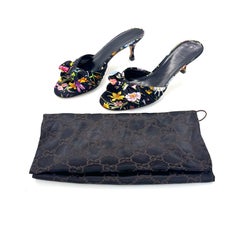 Vintage Gucci Flora Bow Slip On Kitten Heeled Mules Sandalen 36,5