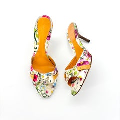 Vintage Gucci Flora Horsebit Slip On Kitten Heel Mules Sandals 6.5
