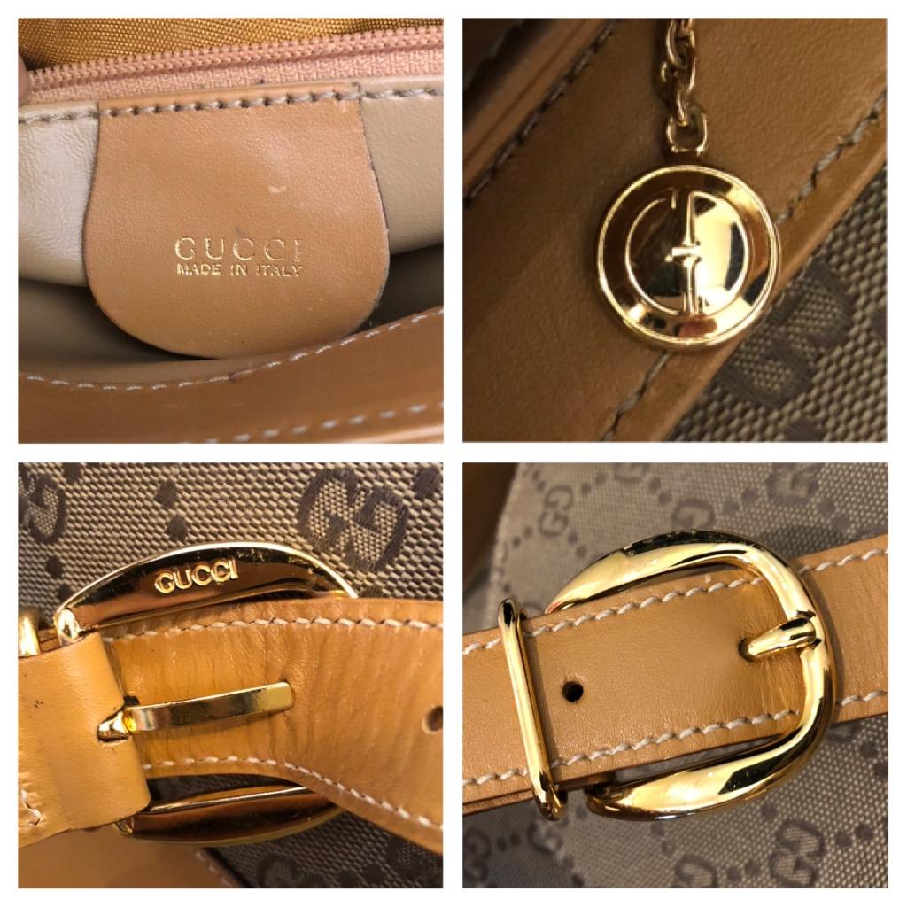 Vintage GUCCI GG Jacquard Messenger Bag Khaki Brown Unisex Mens 6