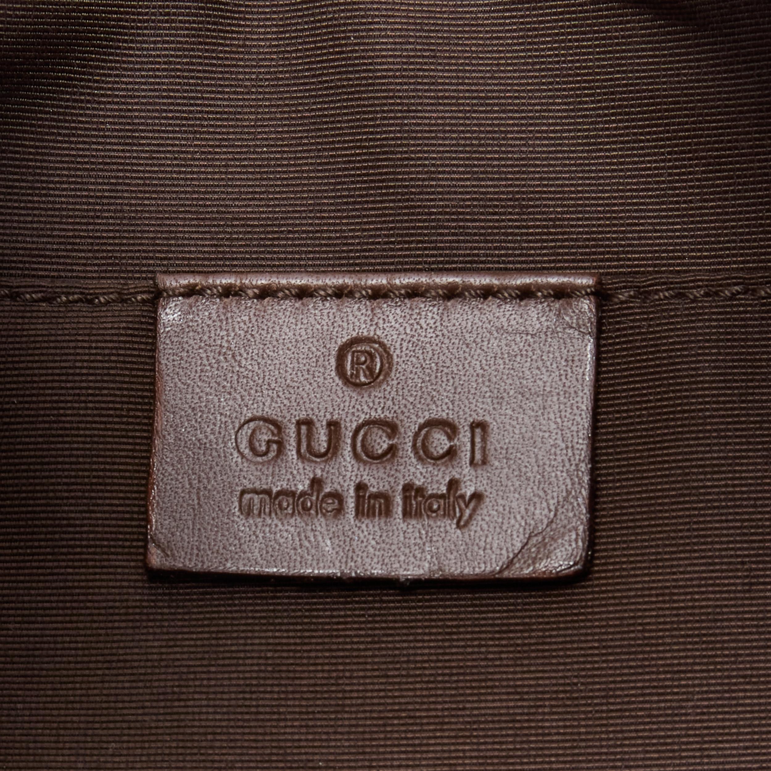 vintage GUCCI GG Monogram canvas brown leather strap underarm shoulder bag 3