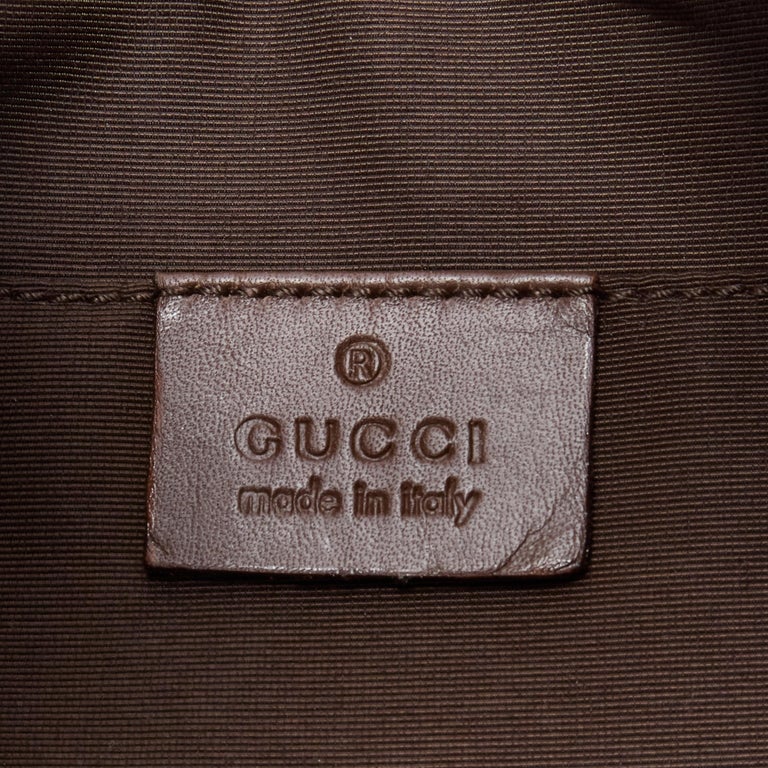 vintage GUCCI GG Monogram canvas brown leather strap underarm shoulder bag  at 1stDibs