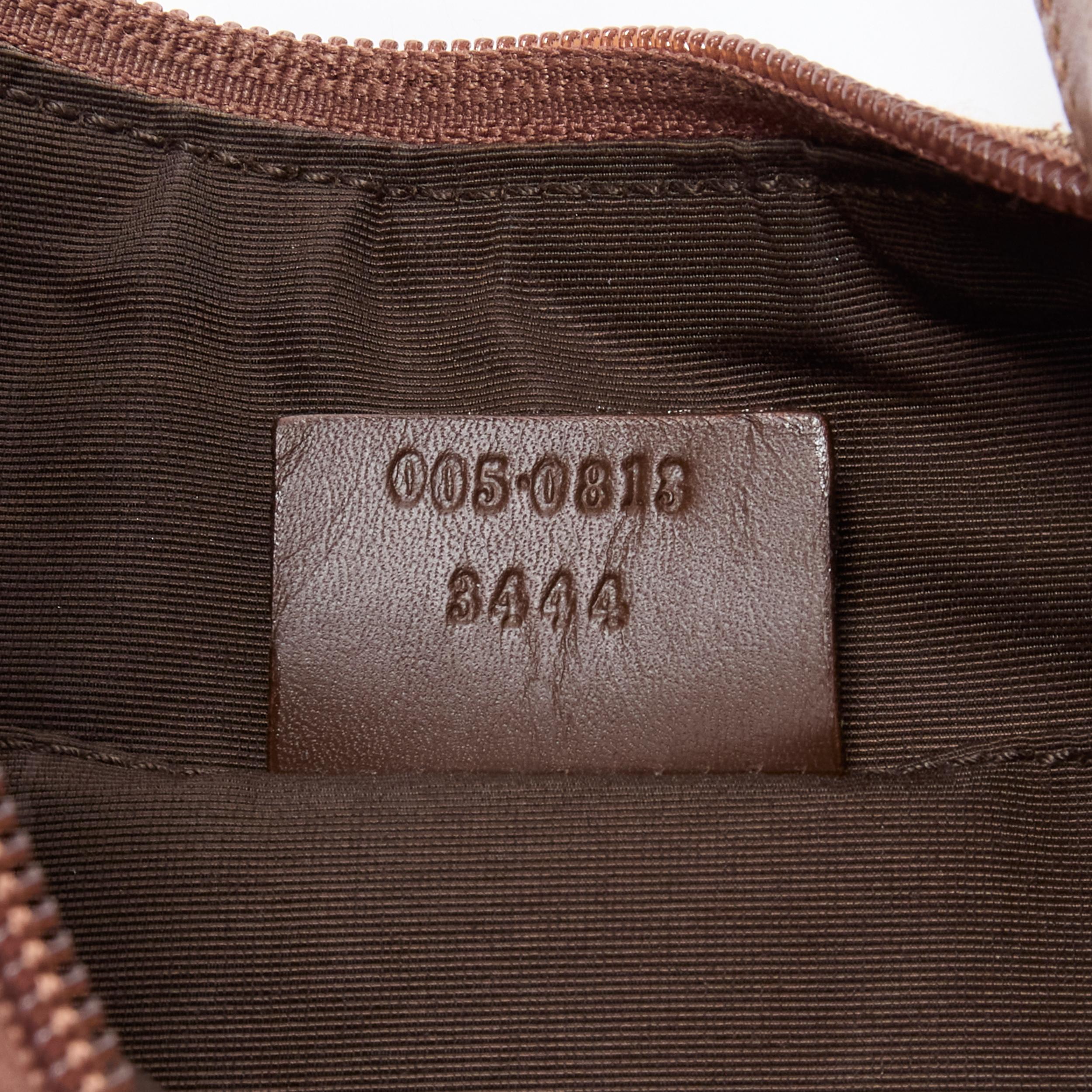 vintage GUCCI GG Monogram canvas brown leather strap underarm shoulder bag 4