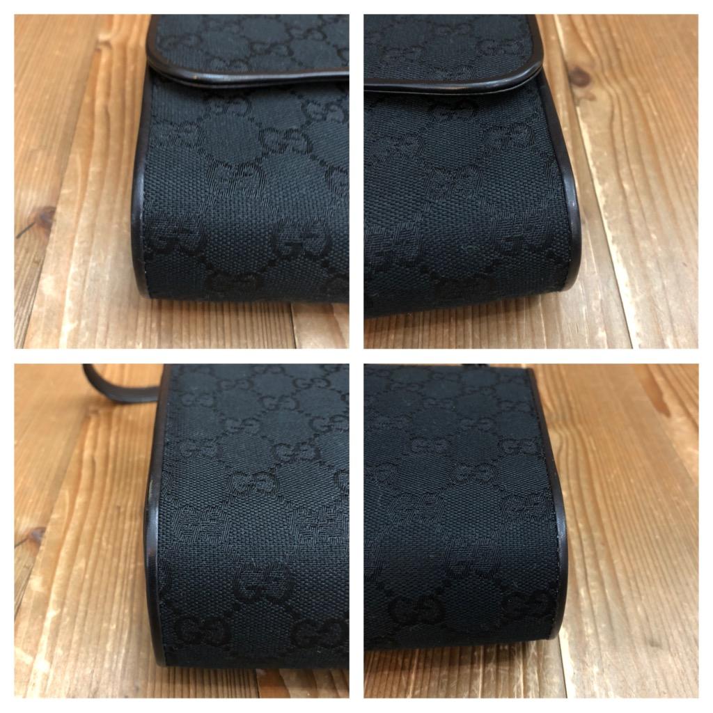 Vintage GUCCI GG Monogram Jacquard  Shoulder Crossbody Bag Black 5