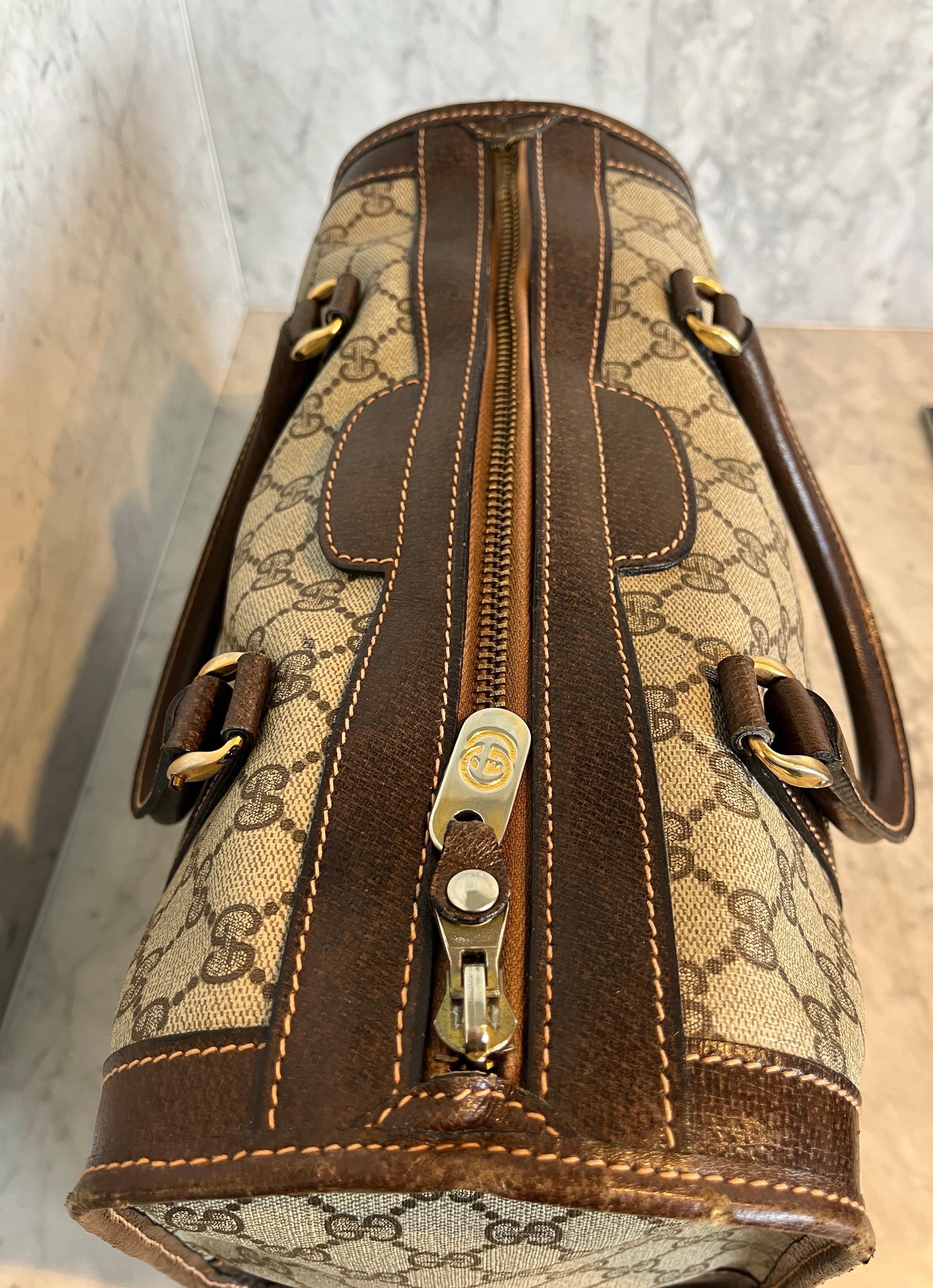 Women's or Men's Vintage GUCCI GG PLUS Boston Bag 1970s