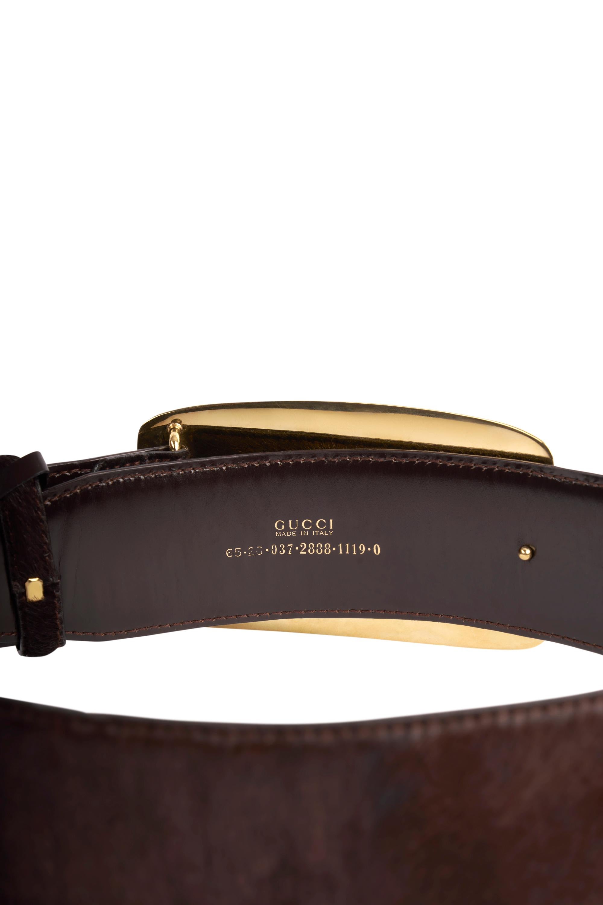 Vintage Gucci Gold Brown Pony Hair  By Tom Ford F/W 1996 Belt In Excellent Condition For Sale In London, GB