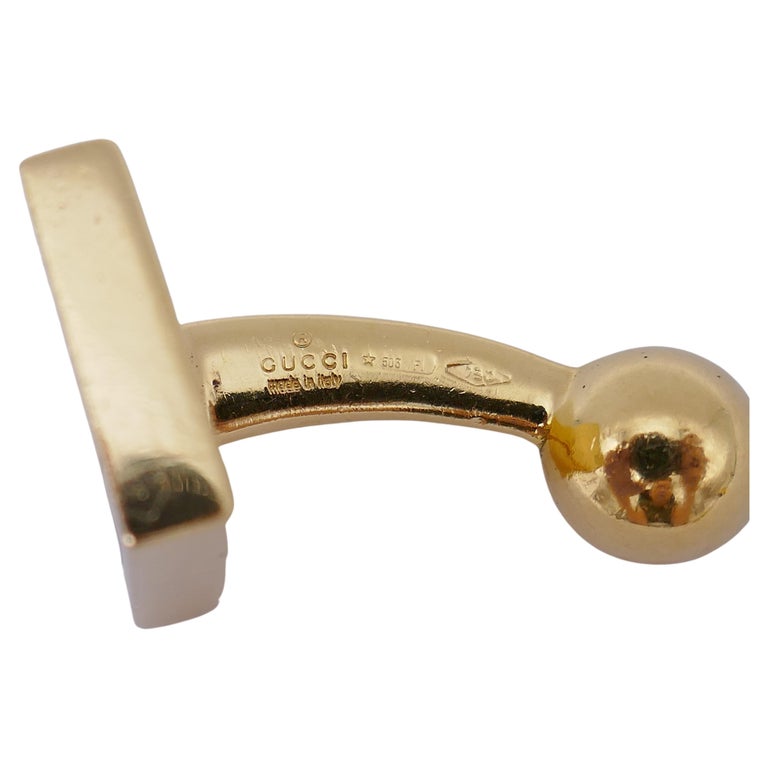 Vintage Gucci Gold Cufflinks with Onyx For Sale at 1stDibs