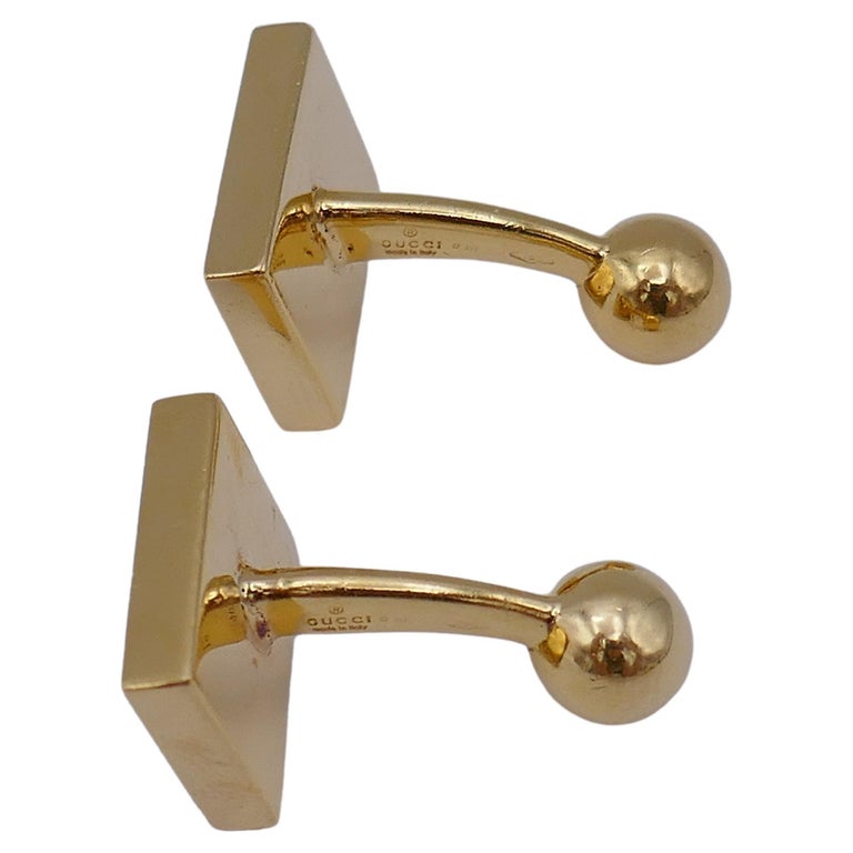 Vintage Gucci Gold Cufflinks with Onyx For Sale at 1stDibs