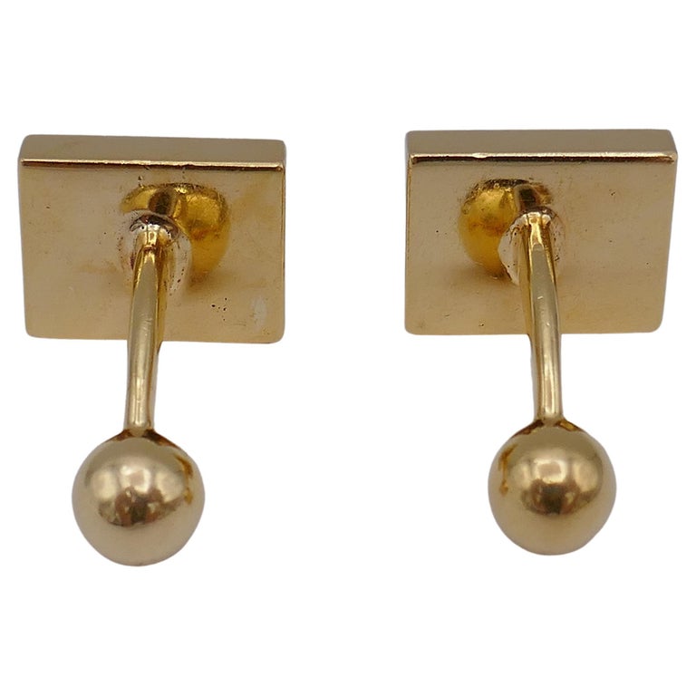 Vintage Gucci Gold Cufflinks with Onyx For Sale at 1stDibs