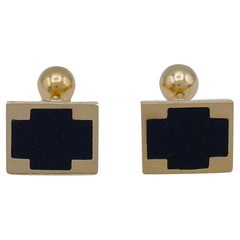 Vintage Gucci Gold Cufflinks with Onyx