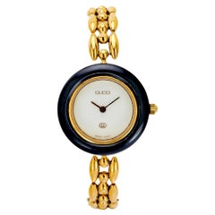 Vintage Gucci gold plated bezel quartz watch with box