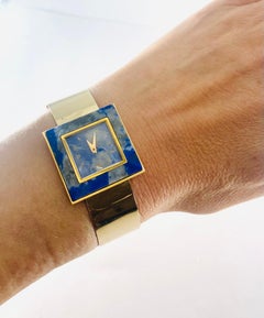 Vintage Gucci Gold Sodalite Wristwatch