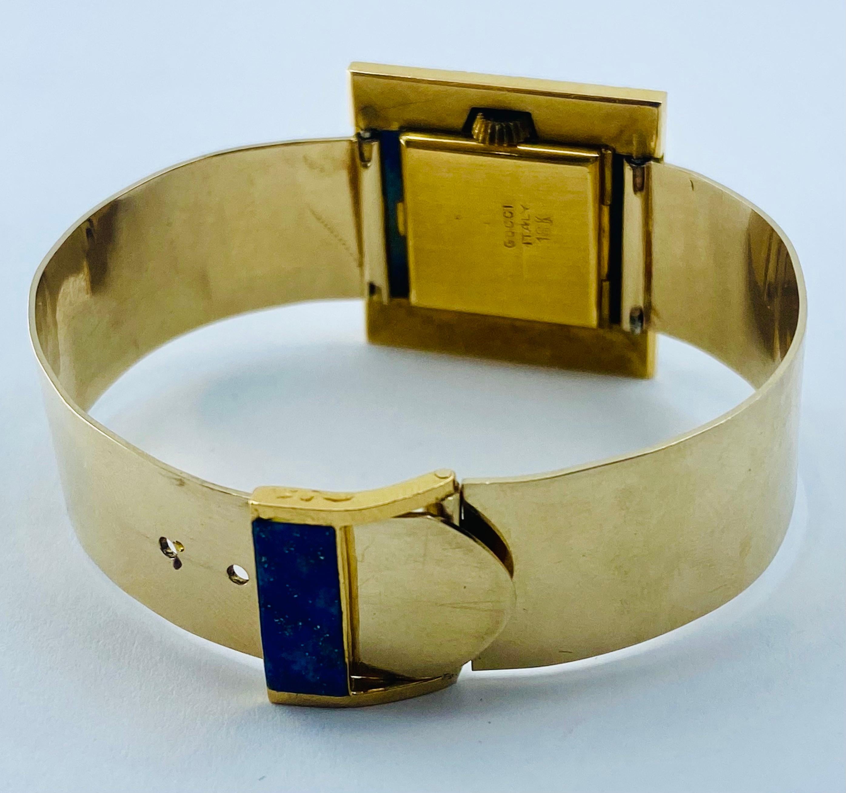Vintage Gucci Gold Sodalite Wristwatch In Excellent Condition In Beverly Hills, CA