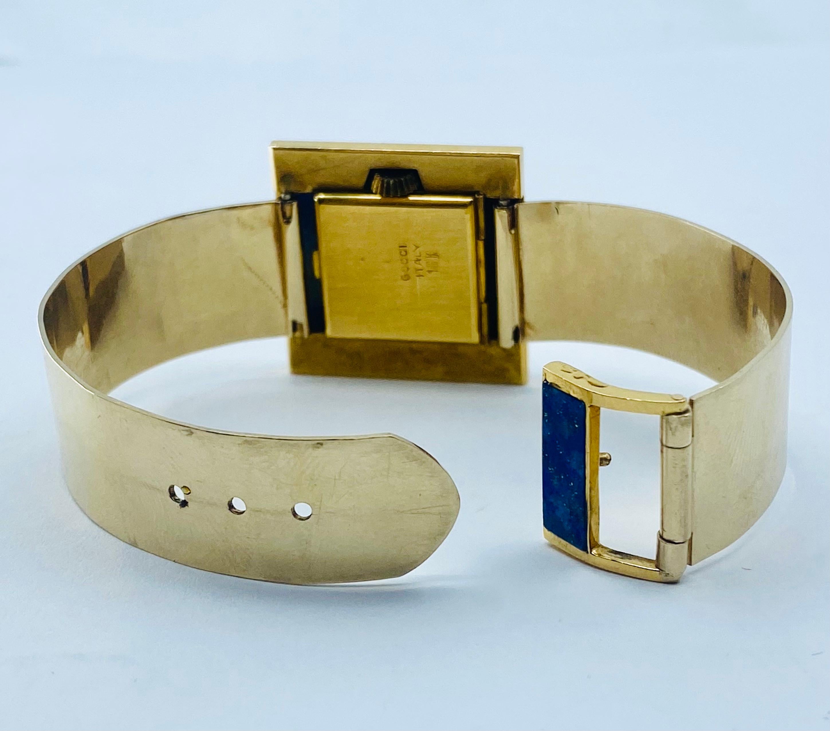 Vintage Gucci Gold Sodalite Wristwatch 1