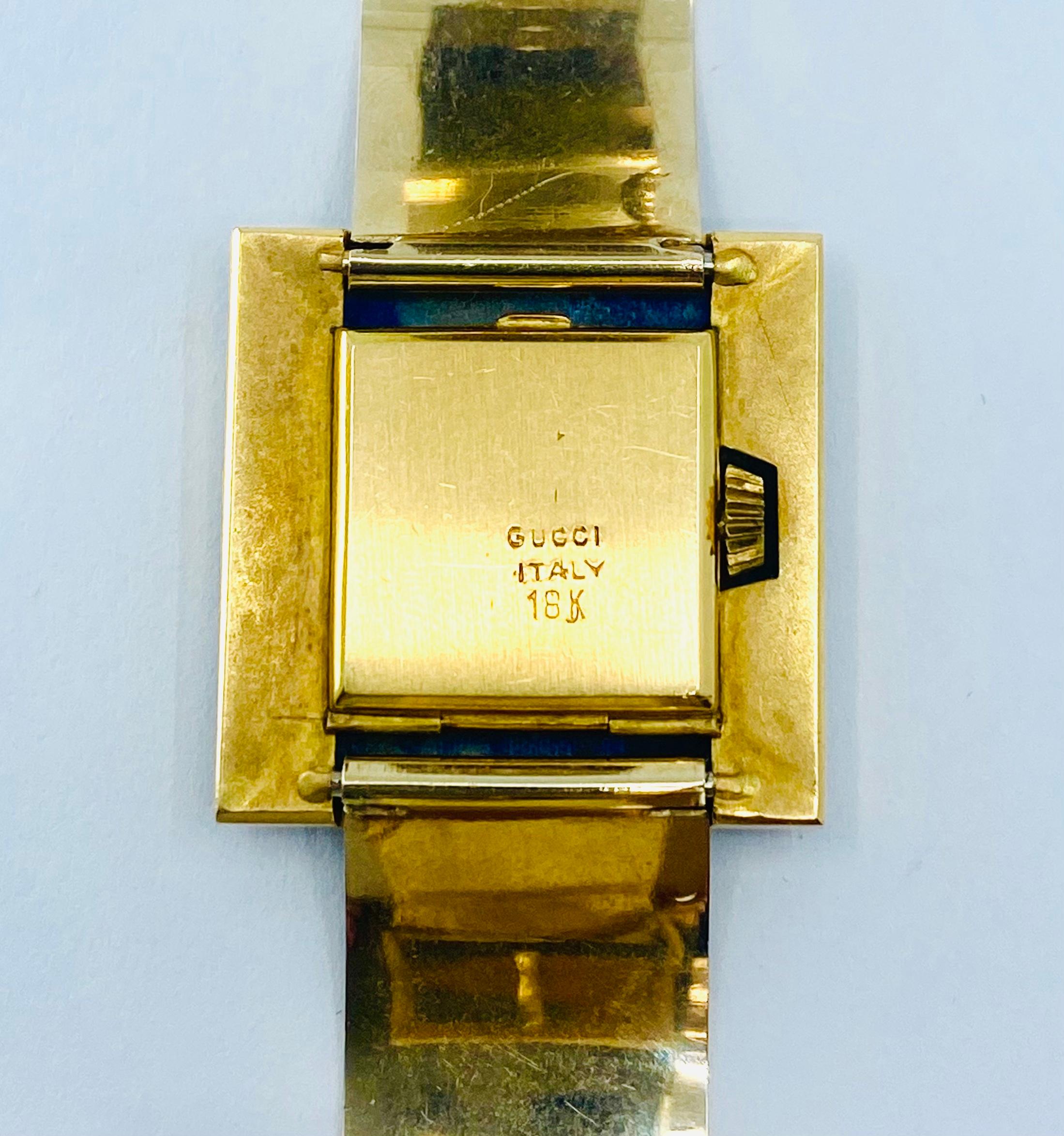 Vintage Gucci Gold Sodalite Wristwatch 4