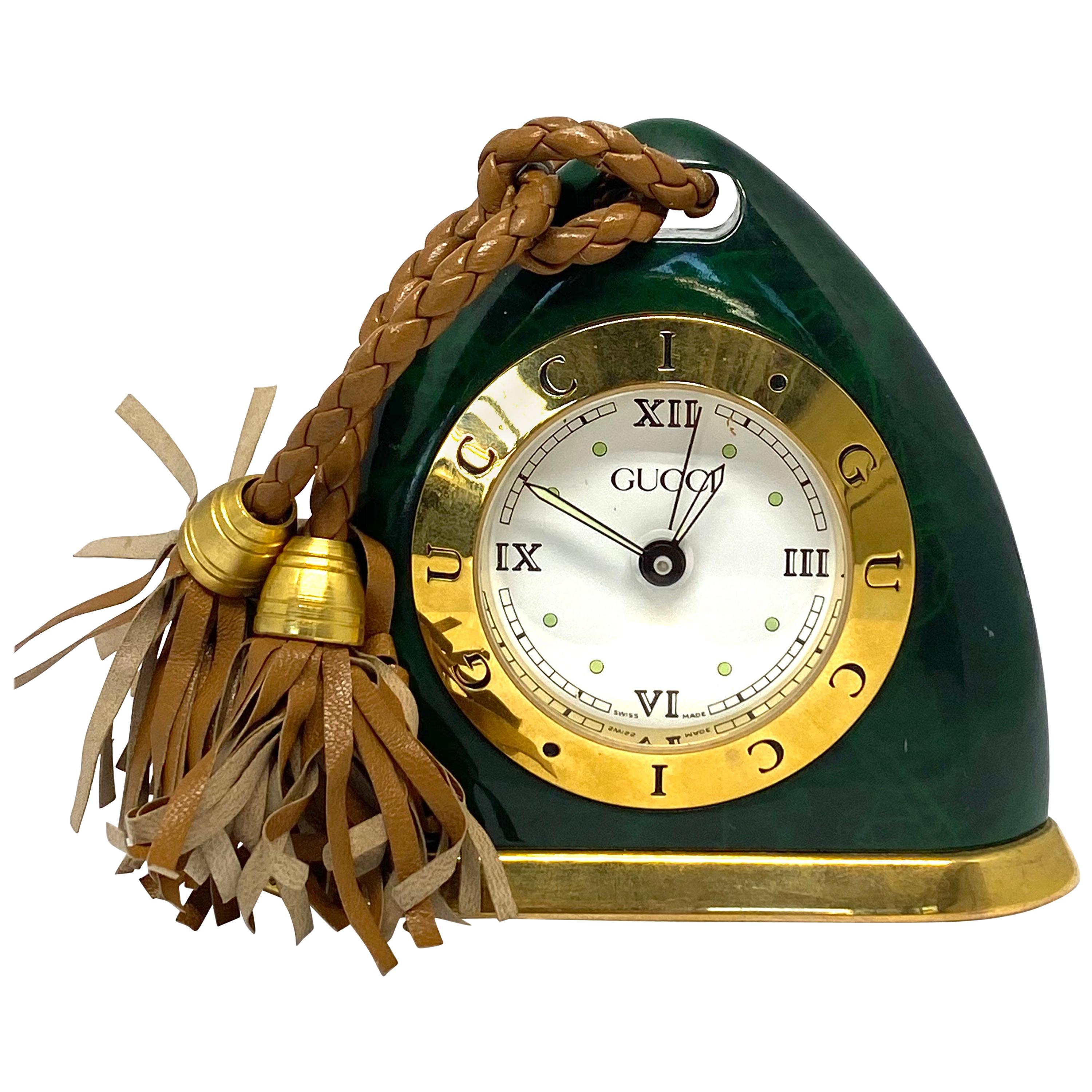 Vintage Gucci Green Alarm Desk Clock w/ Box