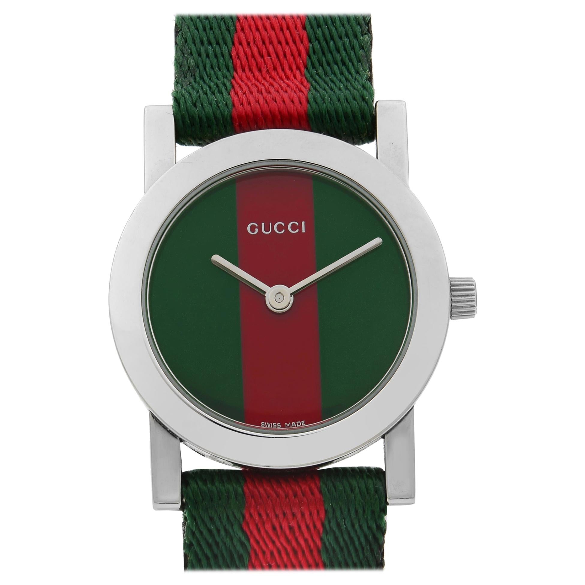 Vintage Gucci Green and Red Stainless Steel Quartz Ladies Watch 5200L